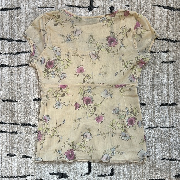 New York & Company Floral Mesh Babydoll Top, Size M - Picture 2 of 8